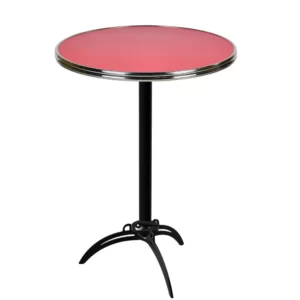 Table mange debout extérieure avec plateau rouge horizontal